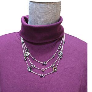 Christopher & Banks Women's Silver & Gunmetal Plated Multi Layered Necklace NWT